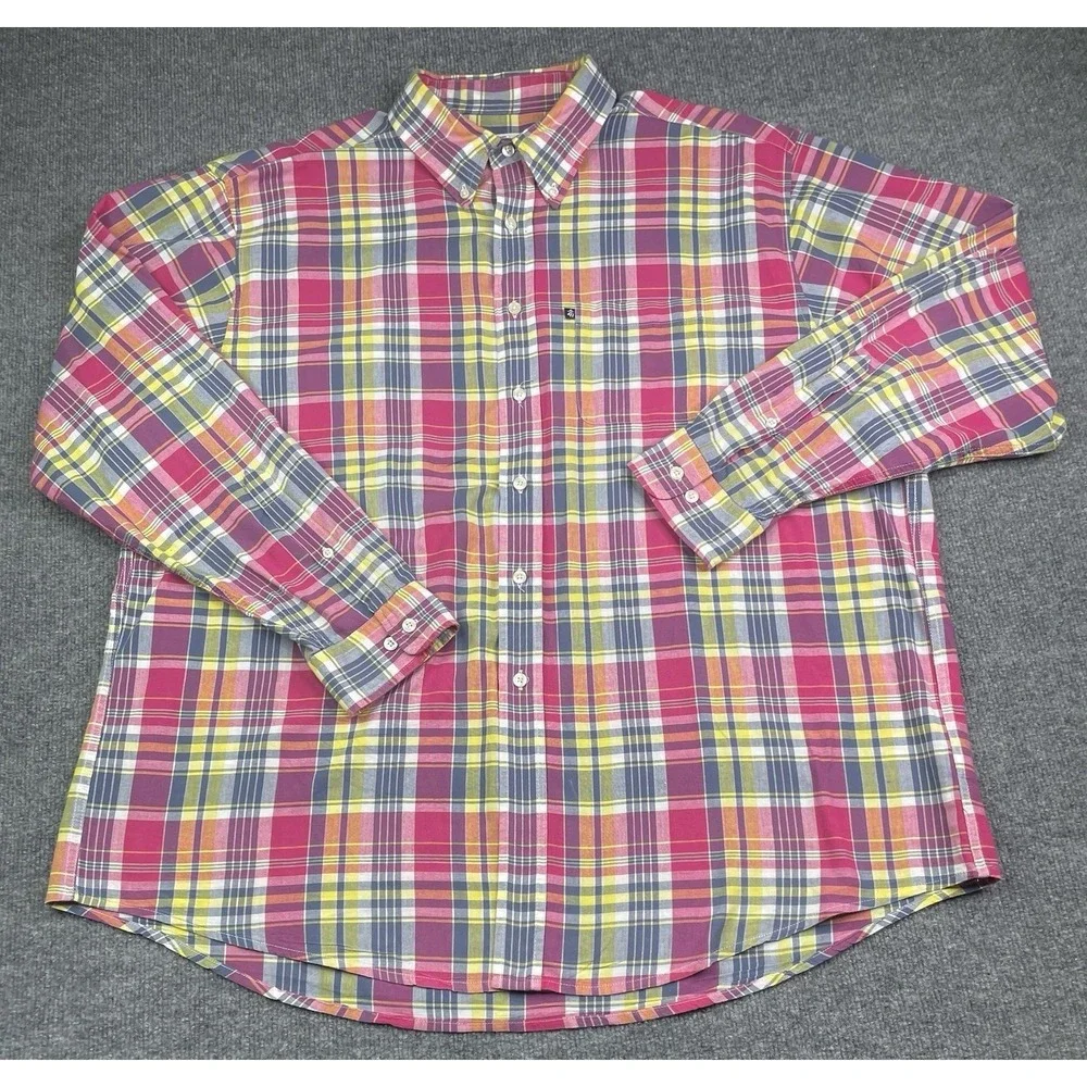 Brooks Brothers 346 Shirt Mens XXL Pink Plaid Long Sleeve Cotton Button Down‎